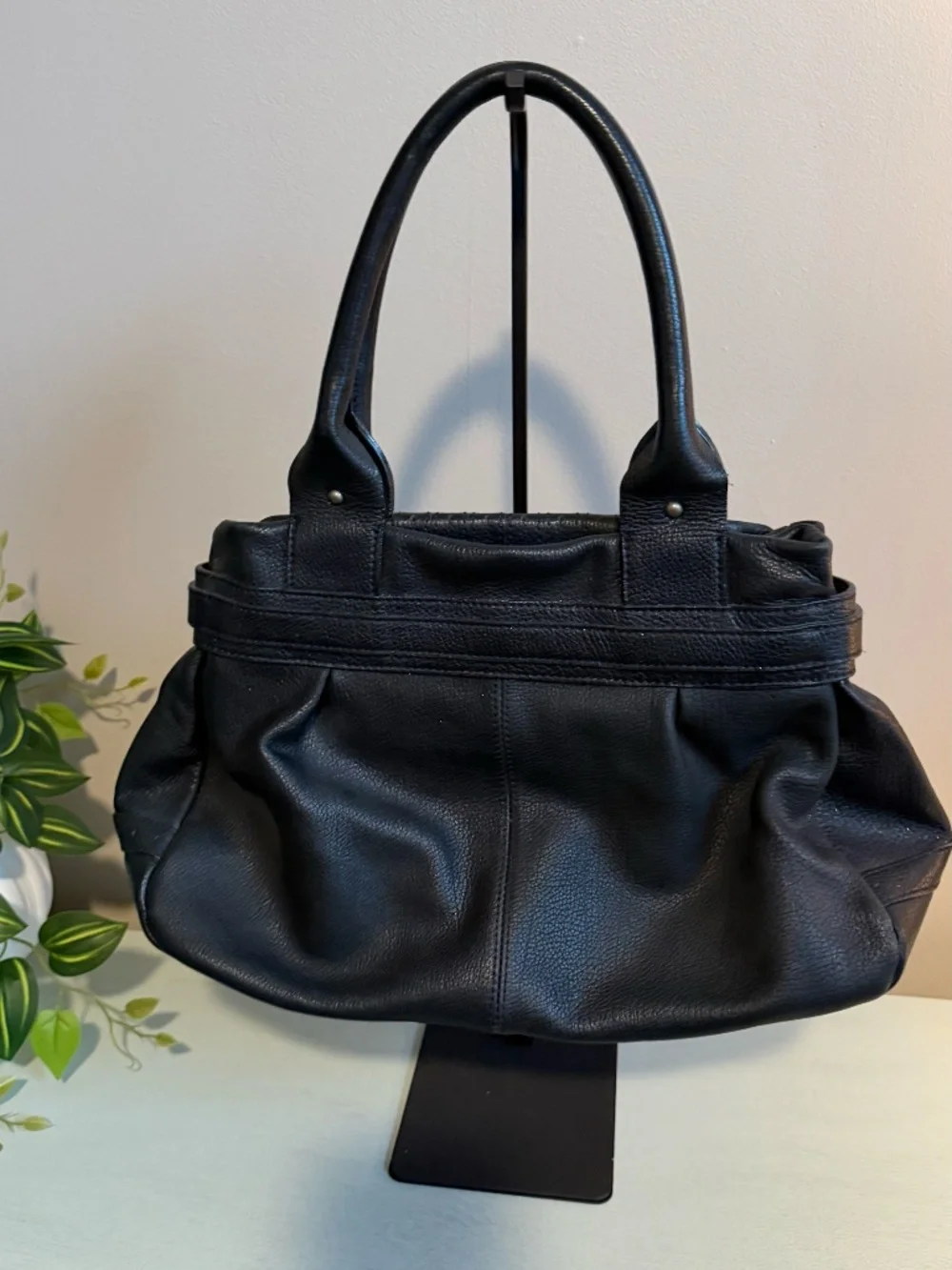 Adrienne Vittadini Black Leather Shoulder Bag